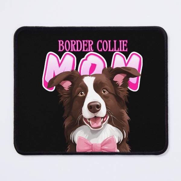 Item preview,  Pink Dog Mom Chocolate And White Border Collie Dog with Pink Bow  designed and sold by GoodyPaws.