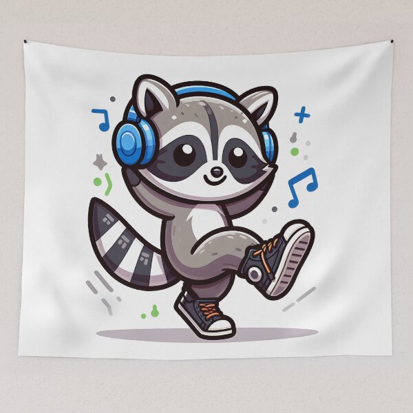 Item preview, Kawaii Raccoon With Sneakers designed and sold by CanvasCutie.