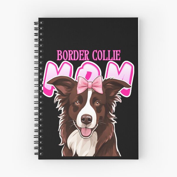 Item preview, Pink Dog Mom Chocolate And White Border Collie Dog with Pink Bow  designed and sold by GoodyPaws.