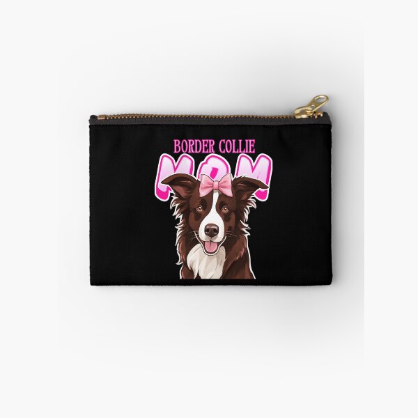 Item preview, Pink Dog Mom Chocolate And White Border Collie Dog with Pink Bow  designed and sold by GoodyPaws.