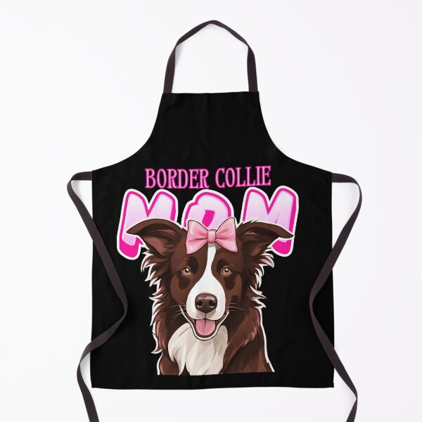 Item preview, Pink Dog Mom Chocolate And White Border Collie Dog with Pink Bow designed and sold by GoodyPaws.
