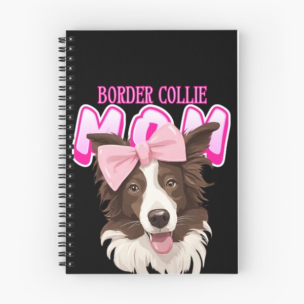 Item preview, Pink Dog Mom Chocolate And White Border Collie Dog with Pink Bow  designed and sold by GoodyPaws.