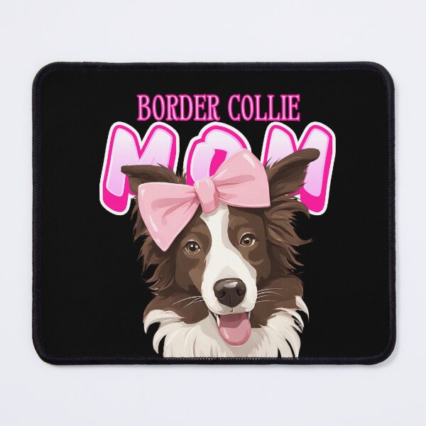 Item preview, Pink Dog Mom Chocolate And White Border Collie Dog with Pink Bow designed and sold by GoodyPaws.