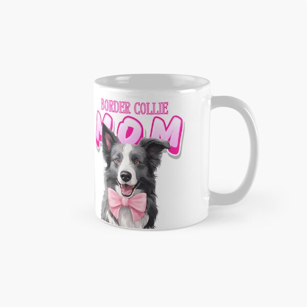 Item preview, Pink Dog Mom Grey And White Border Collie Dog with Pink Bow  designed and sold by GoodyPaws.