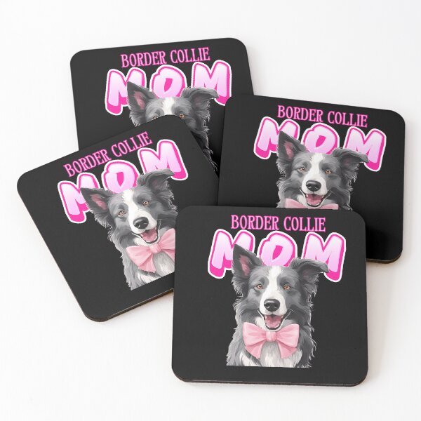 Item preview, Pink Dog Mom Grey And White Border Collie Dog with Pink Bow  designed and sold by GoodyPaws.