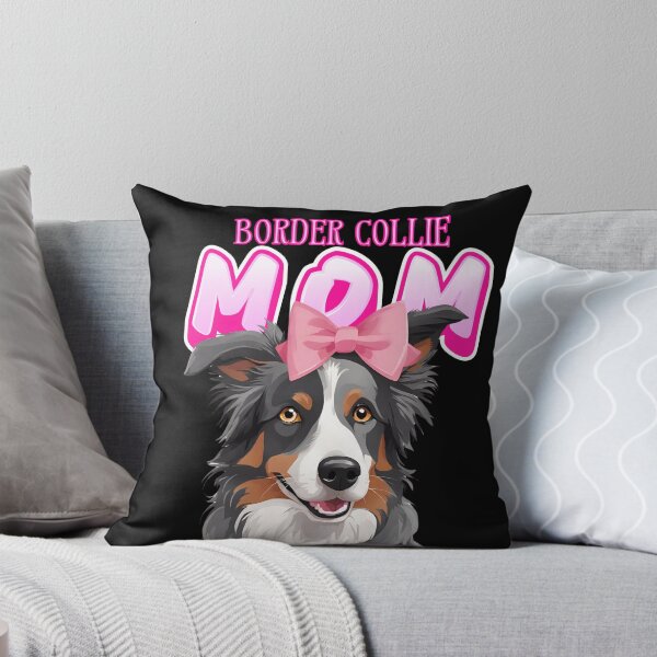 Item preview, Pink Dog Mom Grey And White Tri color Border Collie Dog with Pink Bow  designed and sold by GoodyPaws.