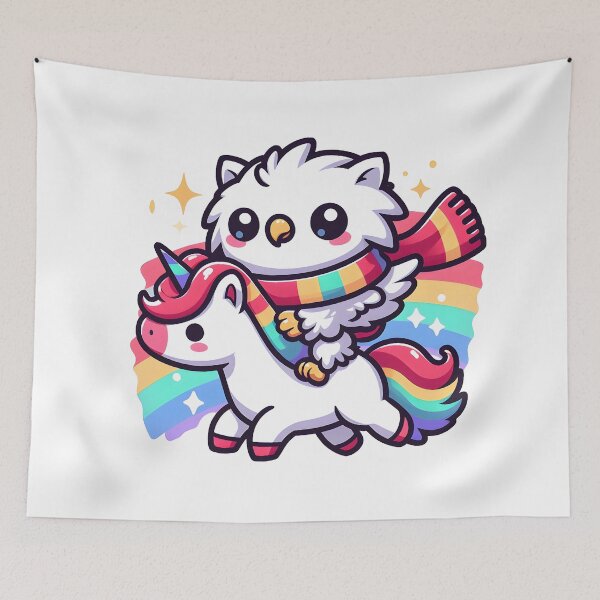 Item preview, Kawaii Chibi Griffin: Wearing A Rainbow Scarf designed and sold by CanvasCutie.