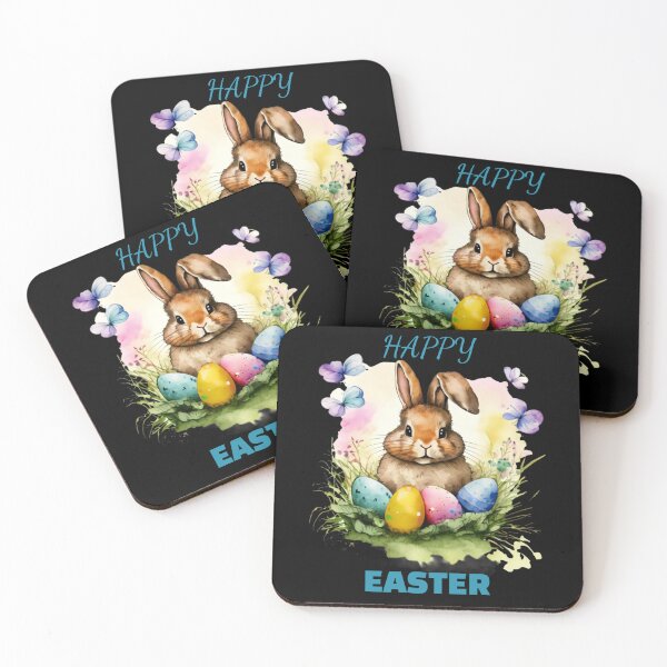 Item preview, Happy Easter Sweet Rabbit with Eggs designed and sold by Watercolored-Me.
