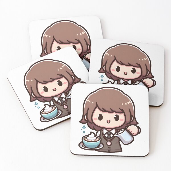 Item preview, Kawaii Barista With A Frothy Milk Necklace designed and sold by CanvasCutie.