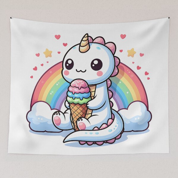 Item preview, Kawaii Cuddly Hydra: Holding An Ice Cream Cone designed and sold by CanvasCutie.