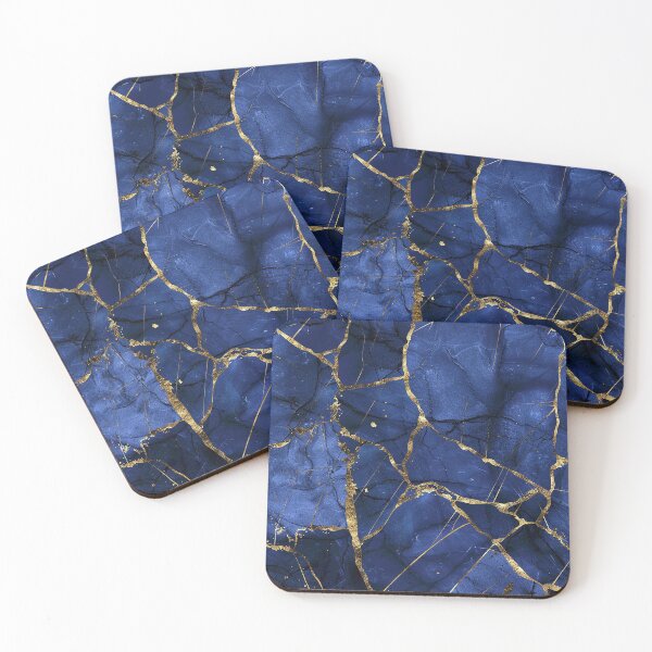 Item preview, Kintsugi Elegance: Dark Blue and Gold Pattern  designed and sold by 33wolvesdesigns.