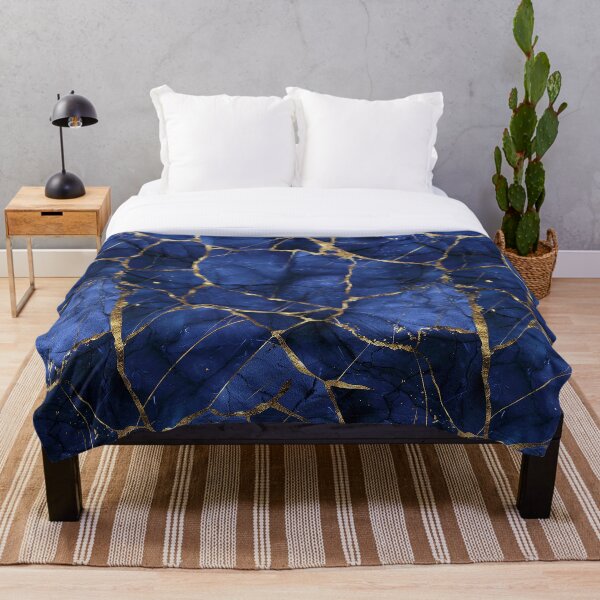 Item preview, Kintsugi Elegance: Dark Blue and Gold Pattern  designed and sold by 33wolvesdesigns.