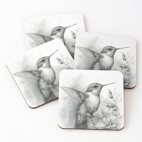 Item preview, Black and White Humming bird Pencil Drawing designed and sold by Pencil-Art.