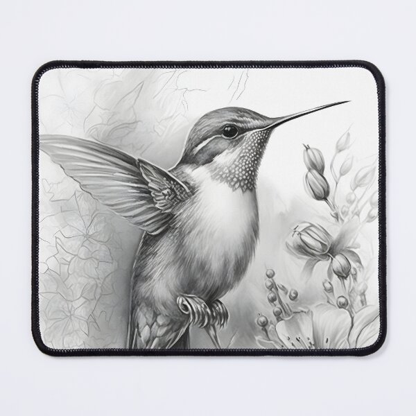 Item preview, Black and White Humming bird Pencil Drawing designed and sold by Pencil-Art.