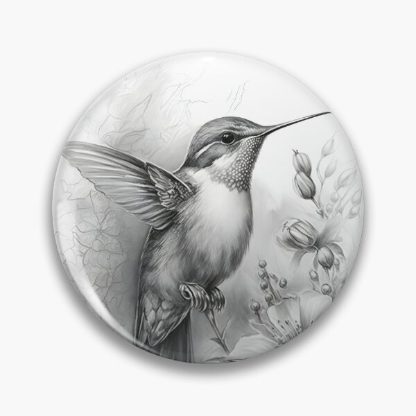 Item preview, Black and White Humming bird Pencil Drawing designed and sold by Pencil-Art.