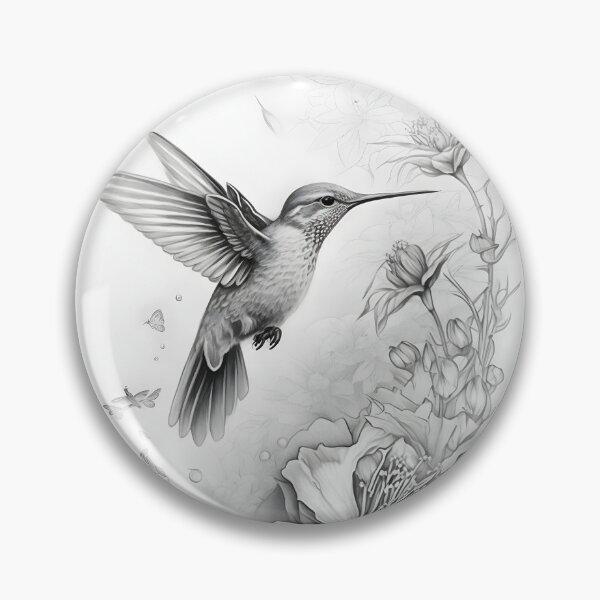 Item preview, Black and White Humming bird Pencil Drawing designed and sold by Pencil-Art.