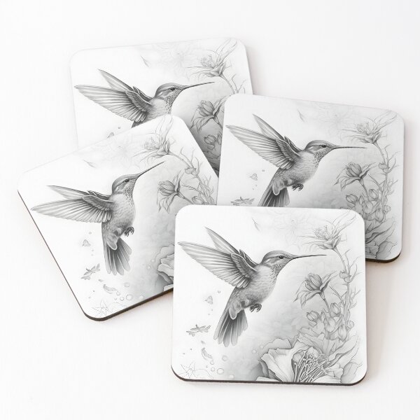 Item preview, Black and White Humming bird Pencil Drawing designed and sold by Pencil-Art.