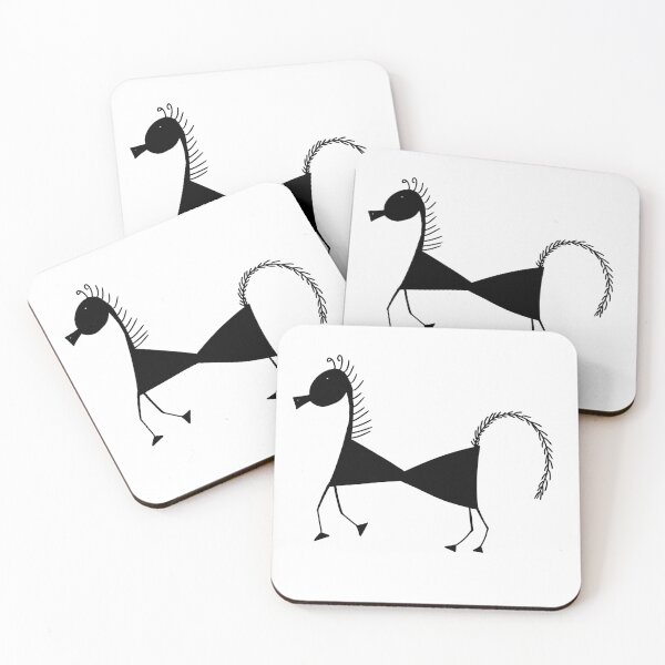 Item preview, Indian warli painting art cartoon horse animal designed and sold by PatilRohan.