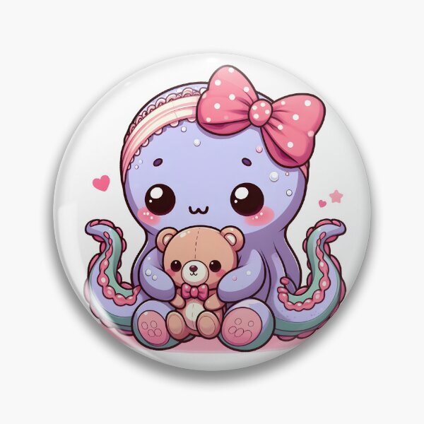 Item preview, Kawaii Blushing Kraken With A Cute Headband designed and sold by CanvasCutie.
