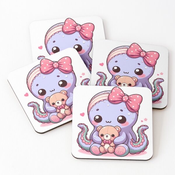 Item preview, Kawaii Blushing Kraken With A Cute Headband designed and sold by CanvasCutie.