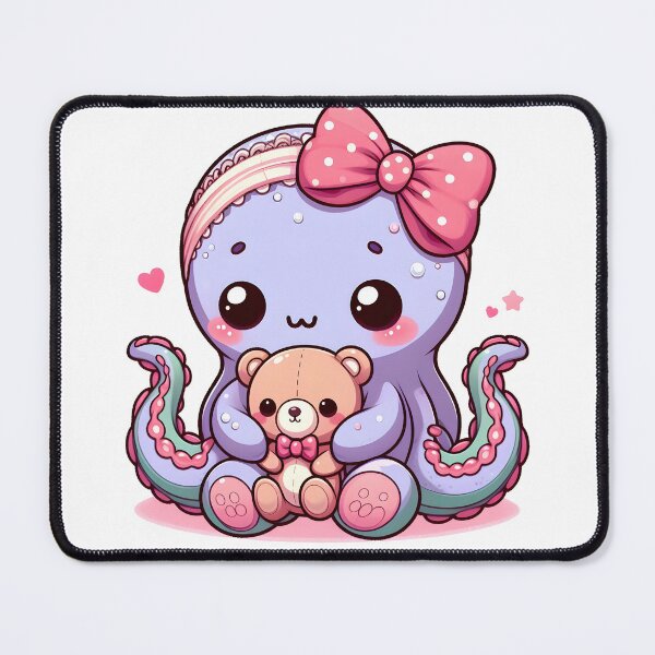 Item preview, Kawaii Blushing Kraken With A Cute Headband designed and sold by CanvasCutie.