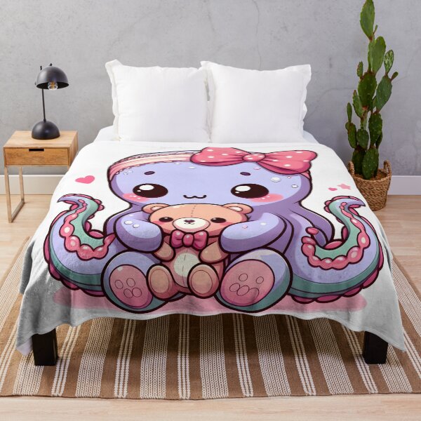 Item preview, Kawaii Blushing Kraken With A Cute Headband designed and sold by CanvasCutie.