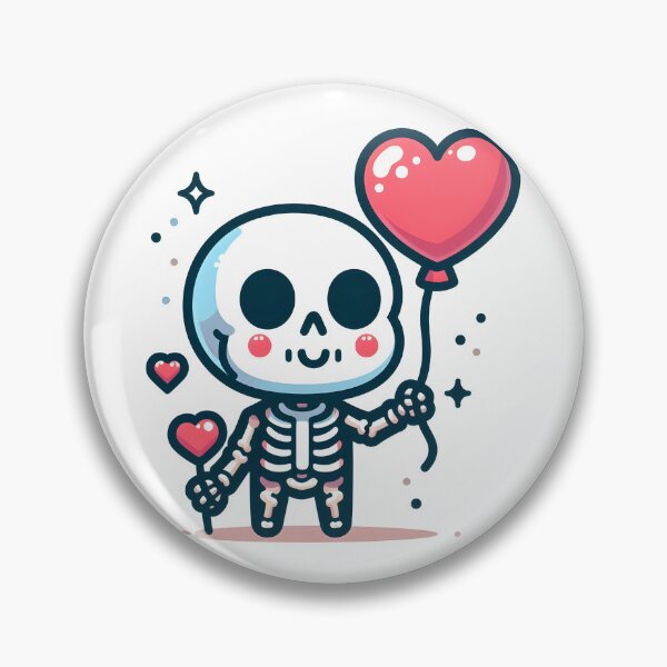 Item preview, Kawaii Chipper Skeleton With Heart-Shaped Balloon designed and sold by CanvasCutie.