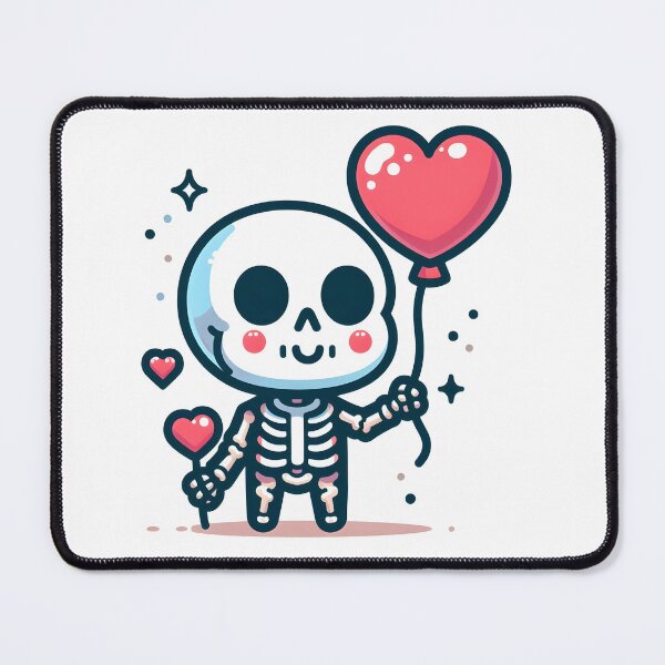 Item preview, Kawaii Chipper Skeleton With Heart-Shaped Balloon designed and sold by CanvasCutie.