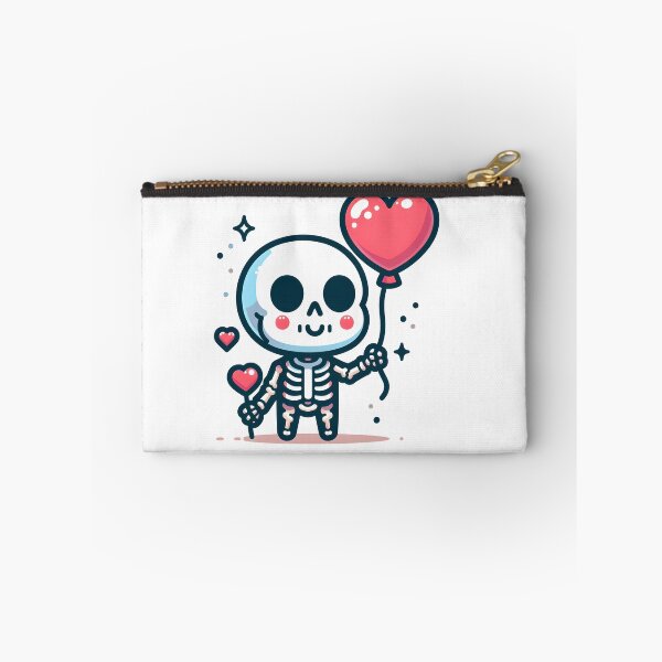 Item preview, Kawaii Chipper Skeleton With Heart-Shaped Balloon designed and sold by CanvasCutie.