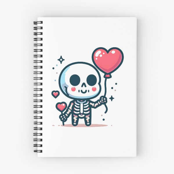 Item preview, Kawaii Chipper Skeleton With Heart-Shaped Balloon designed and sold by CanvasCutie.