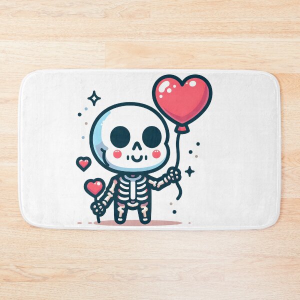 Item preview, Kawaii Chipper Skeleton With Heart-Shaped Balloon designed and sold by CanvasCutie.