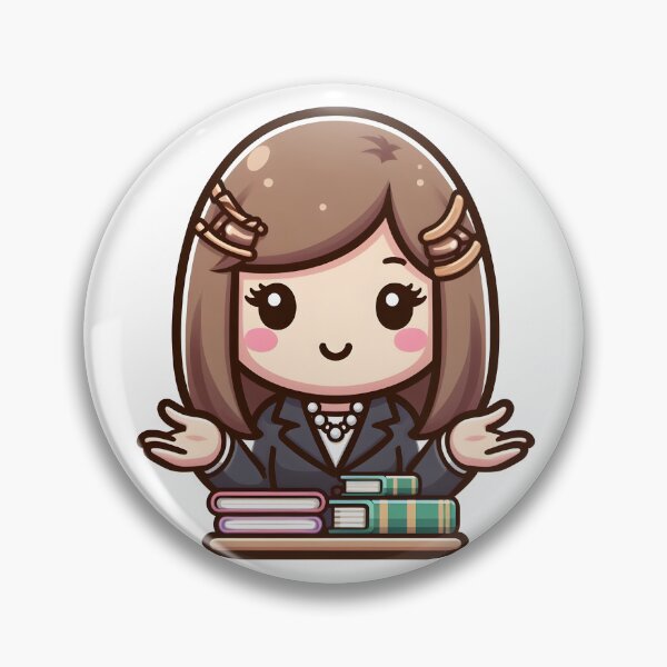 Item preview, Kawaii Librarian With Necklace Gesturing With Hands designed and sold by CanvasCutie.