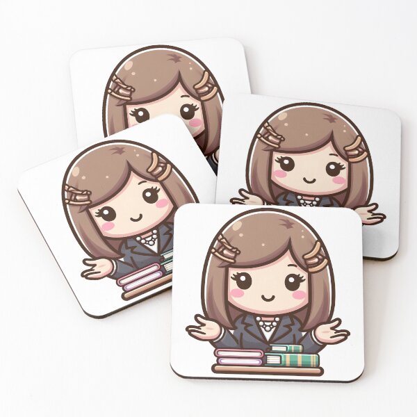 Item preview, Kawaii Librarian With Necklace Gesturing With Hands designed and sold by CanvasCutie.