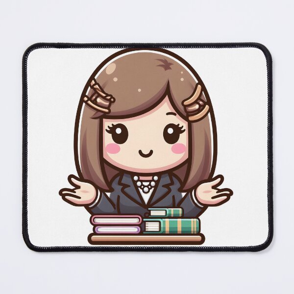 Item preview, Kawaii Librarian With Necklace Gesturing With Hands designed and sold by CanvasCutie.