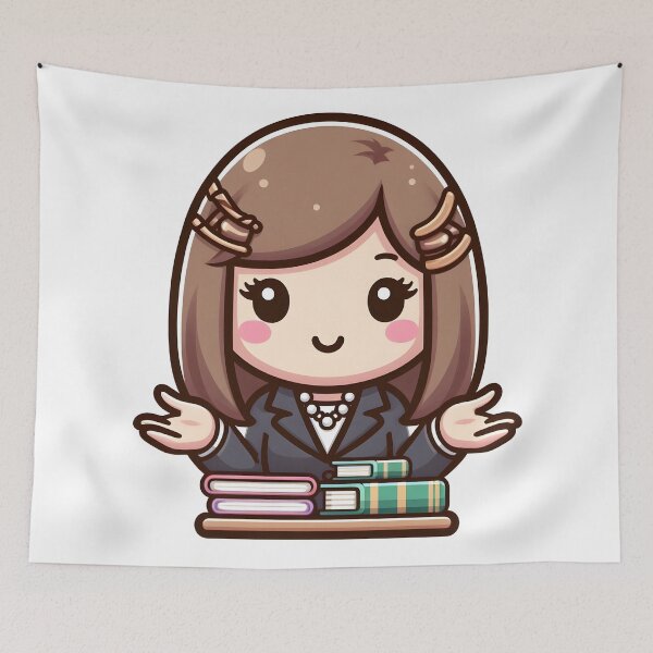 Item preview, Kawaii Librarian With Necklace Gesturing With Hands designed and sold by CanvasCutie.