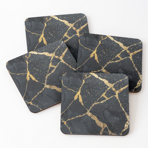 Item preview, Kintsugi Noir: Black and Gold Pattern designed and sold by 33wolvesdesigns.