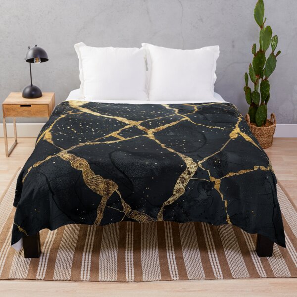 Item preview, Kintsugi Noir: Black and Gold Pattern designed and sold by 33wolvesdesigns.