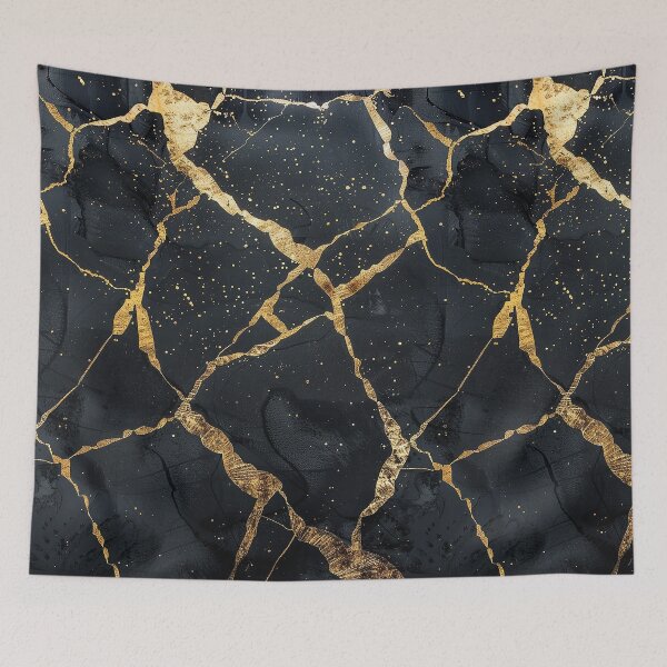 Item preview, Kintsugi Noir: Black and Gold Pattern designed and sold by 33wolvesdesigns.