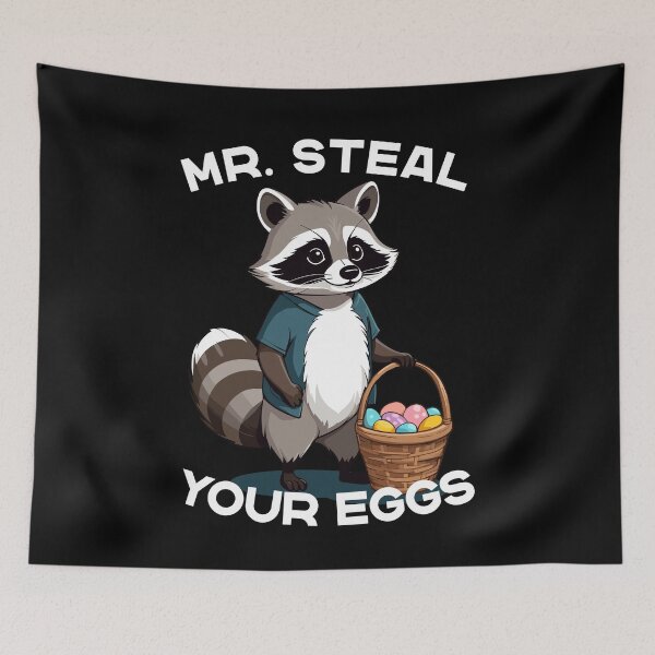 Item preview, Funny egg thief raccoon Easter bunny design designed and sold by LuminOrb.