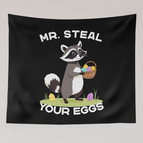 Item preview, Funny egg thief raccoon Easter bunny design designed and sold by LuminOrb.