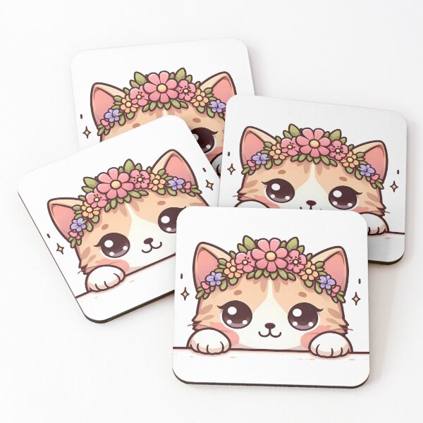 Item preview, Kawaii Kitten With Flower Crown designed and sold by CanvasCutie.