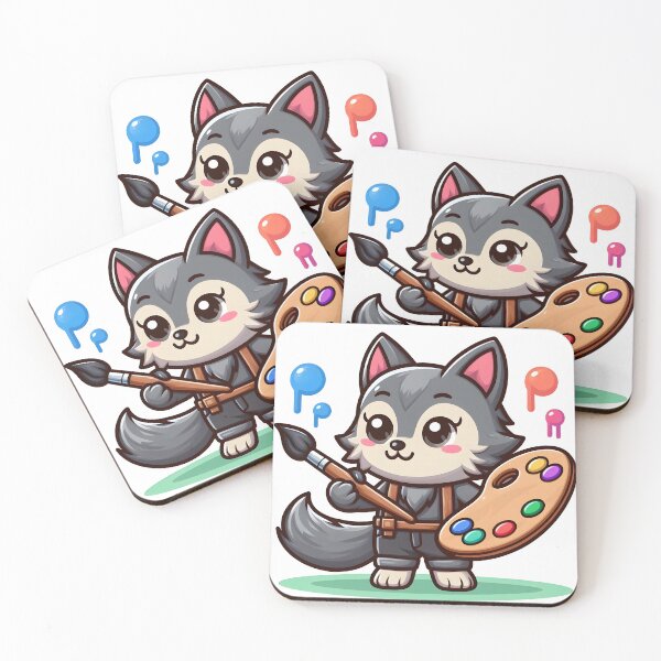 Item preview, Kawaii Lovable Werewolf With Artist Palette designed and sold by CanvasCutie.