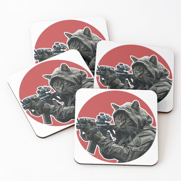 Item preview, Adorable Military Tactical Cat Sticker/Pin Red designed and sold by airsoft-red.