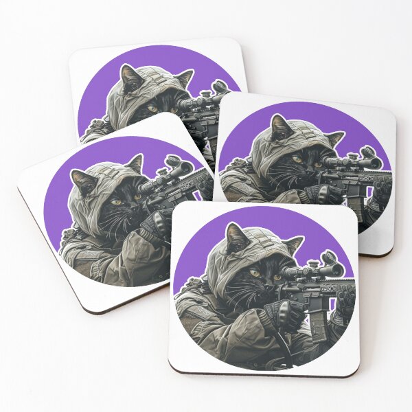 Item preview, Adorable & Cool Military Tactical Cat Sticker/Pin Purple designed and sold by airsoft-red.
