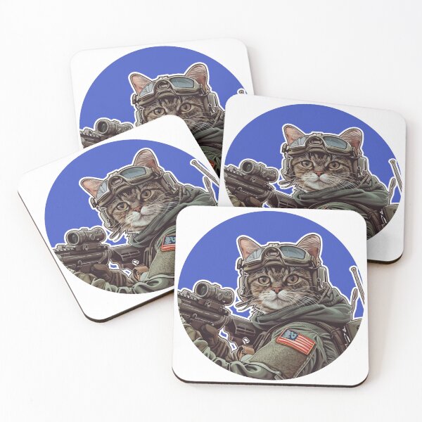 Item preview, Cute & COOL Military Tactical Taby Cat Sticker/Pin Blue designed and sold by airsoft-red.