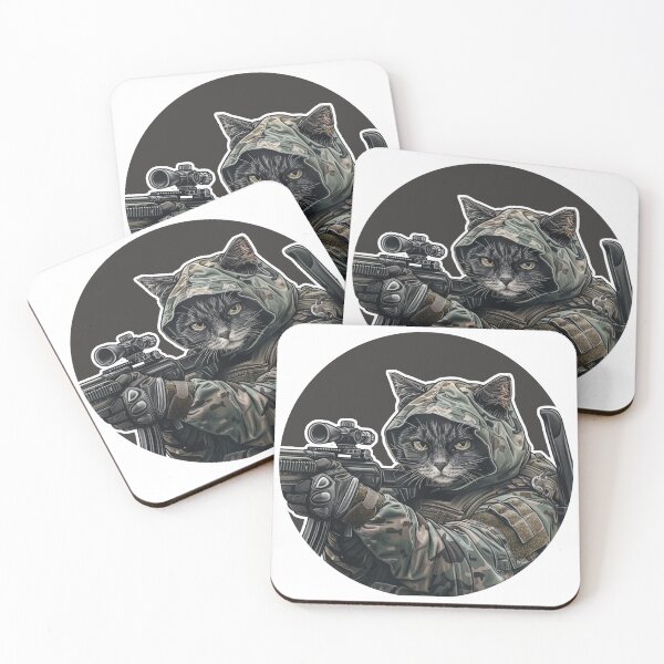 Item preview, Cute & COOL Serious Military Tactical Cat Sticker/Pin Dark designed and sold by airsoft-red.