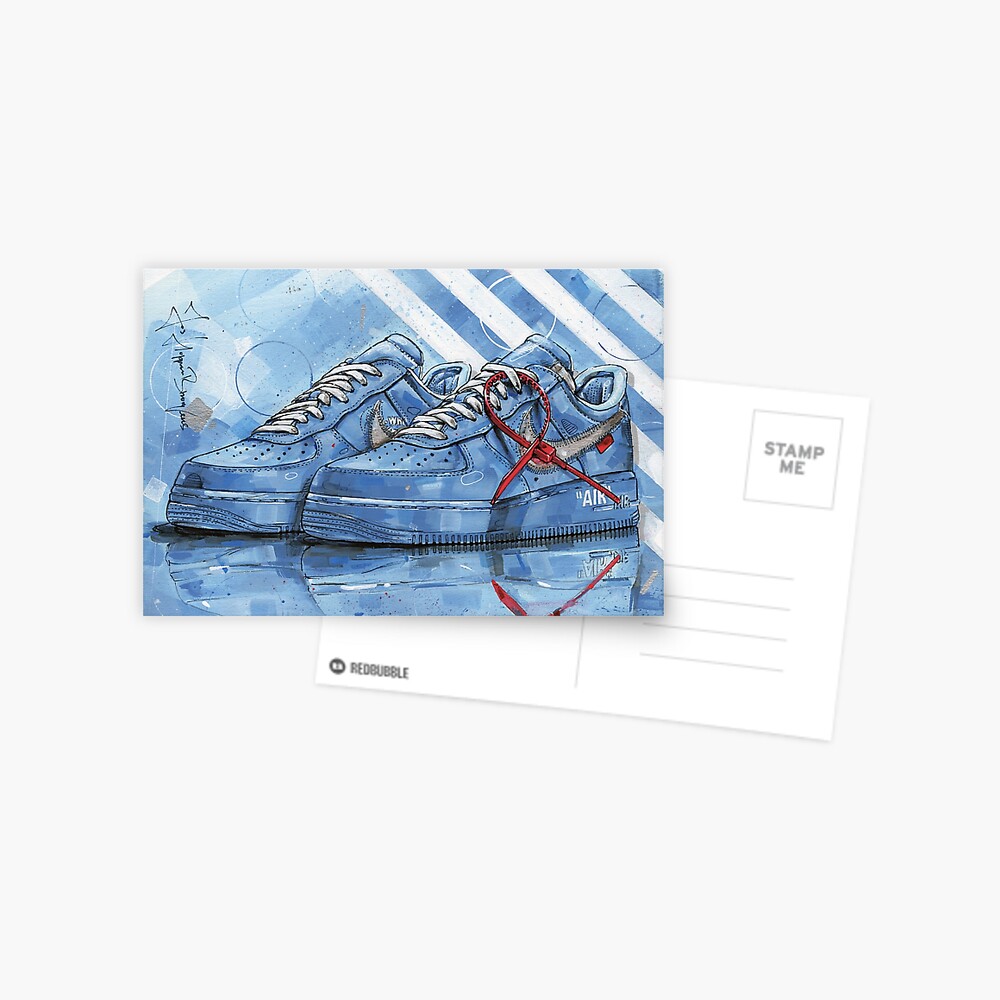Nike AirForce1 university blue sneaker art Greeting Card