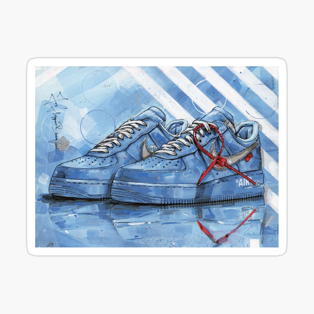 Nike AirForce1 university blue sneaker art Greeting Card