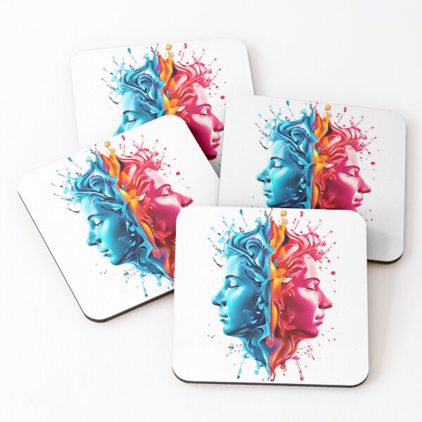Item preview, Water Splash, splash color, heads back to back splash, Artwork, Digital Print Art designed and sold by Charlygood.