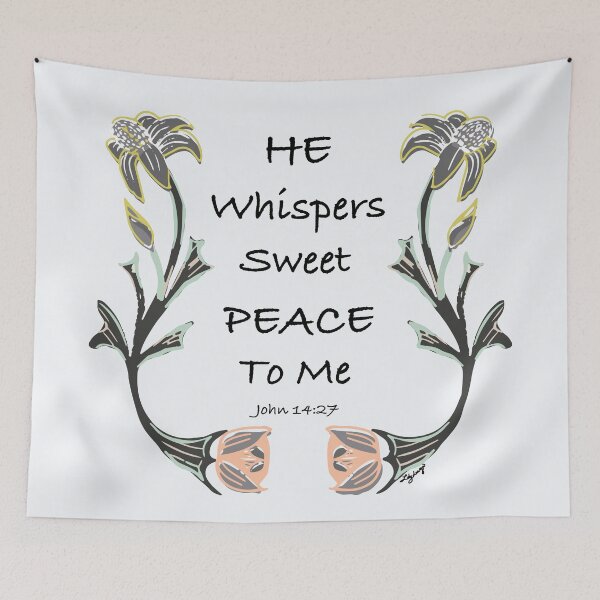 Item preview, Bohemian Christian quote, "He Whispers Sweet Peace To Me" Grey designed and sold by Ldydesign.